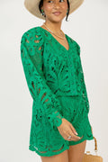 In Lace Shorts Set, Kelly Green