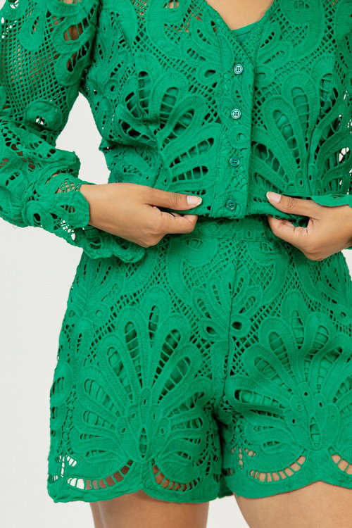 In Lace Shorts Set, Kelly Green
