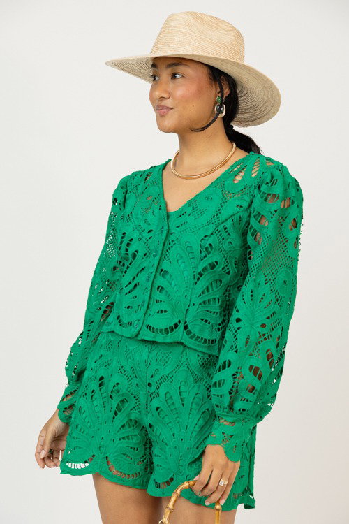 In Lace Shorts Set, Kelly Green