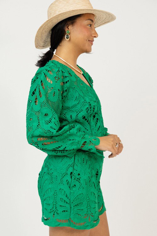 In Lace Shorts Set, Kelly Green