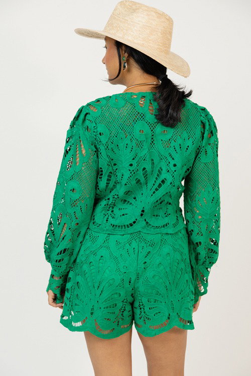 In Lace Shorts Set, Kelly Green