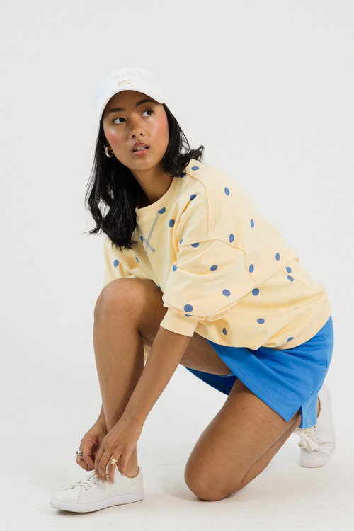 Polka Dot Tunic Sweatshirt, Yellow