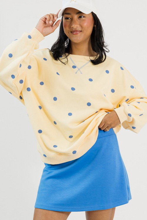 Polka Dot Tunic Sweatshirt, Yellow