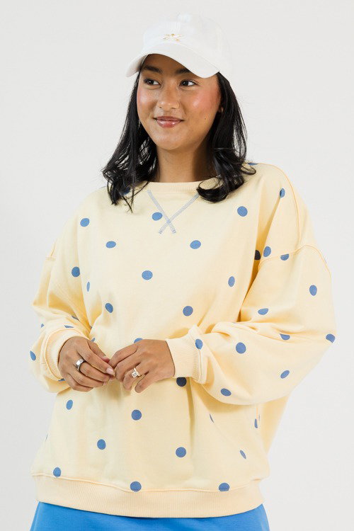 Polka Dot Tunic Sweatshirt, Yellow