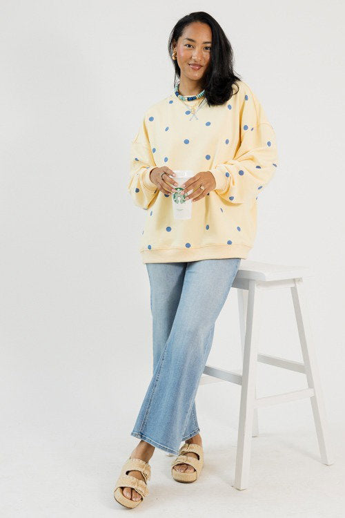 Polka Dot Tunic Sweatshirt, Yellow