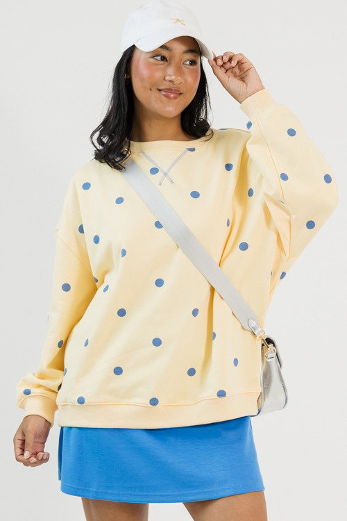 Polka Dot Tunic Sweatshirt, Yellow