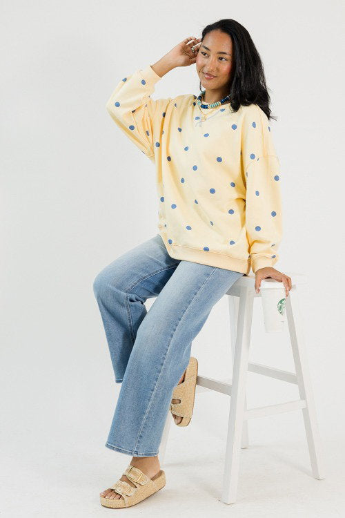 Polka Dot Tunic Sweatshirt, Yellow