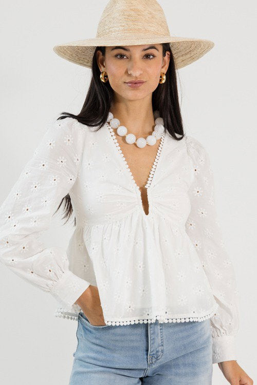 Morgan Eyelet Blouse, White