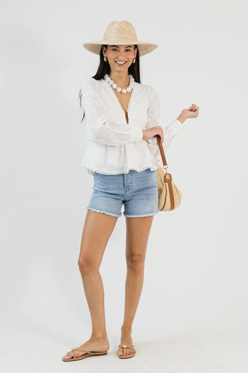 Morgan Eyelet Blouse, White