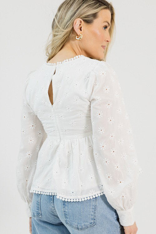 Morgan Eyelet Blouse, White