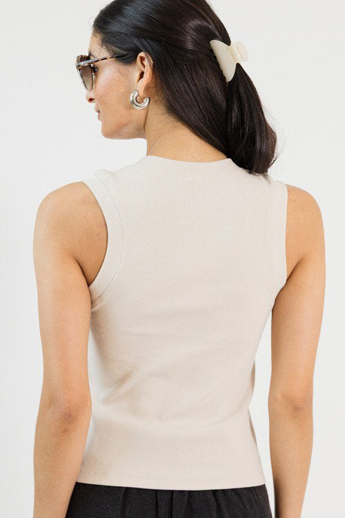 Rib Knit Tank, Soy Latte