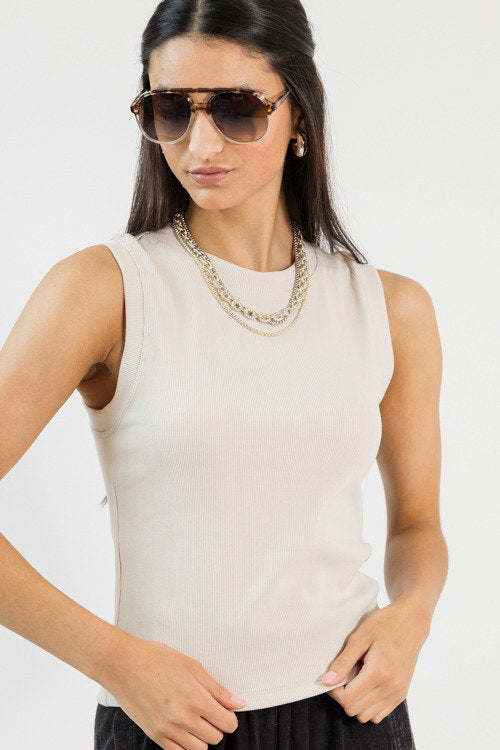 Rib Knit Tank, Soy Latte