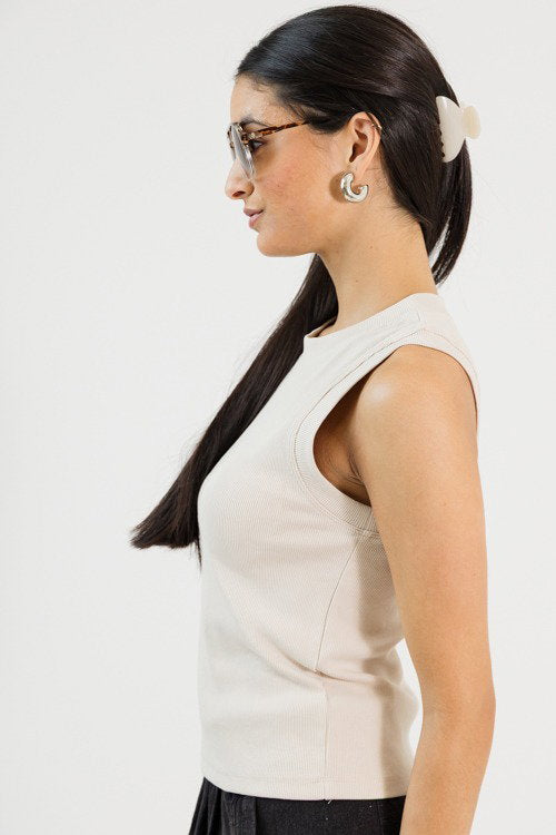 Rib Knit Tank, Soy Latte