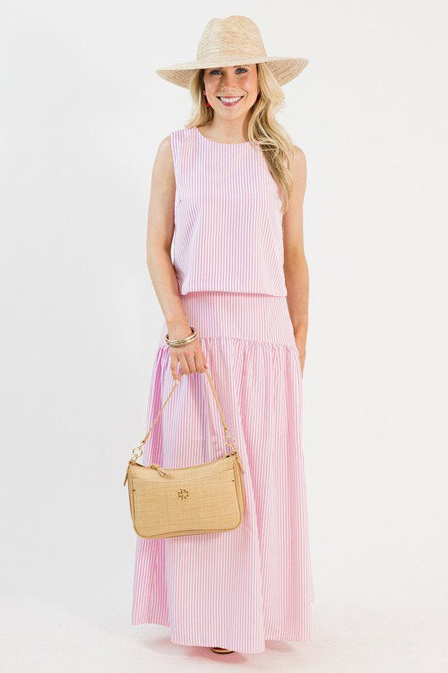 Billie Striped Skirt Set, Pink/White