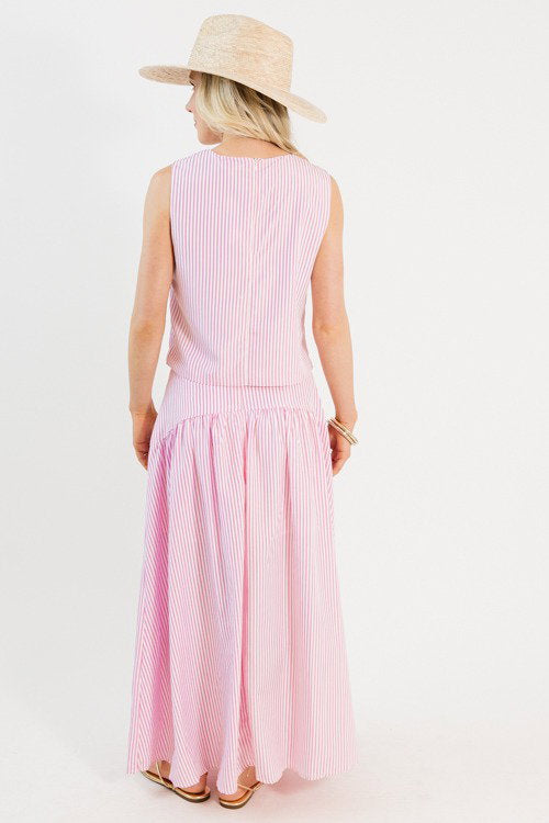 Billie Striped Skirt Set, Pink/White