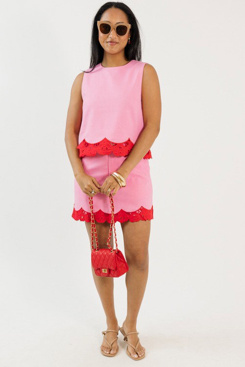 Lace Hem Set, Pink