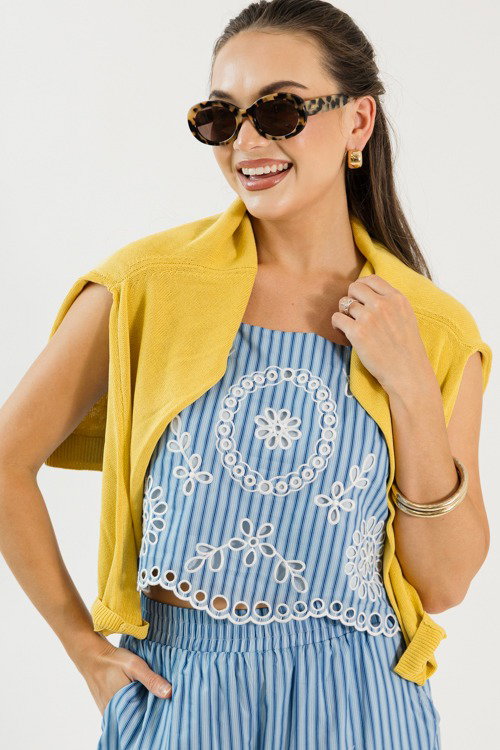 Embroidered Pants Set, Blue