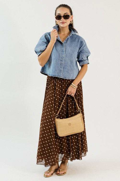 Puff Sleeve Denim Button Top