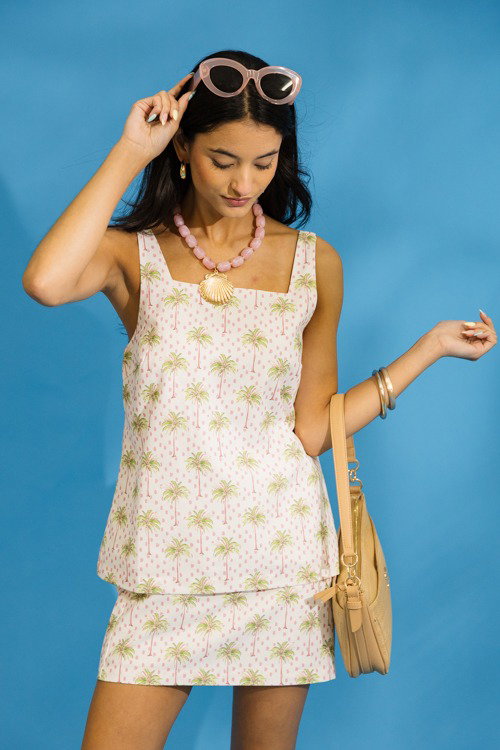 Palm Tree Skirt Set, Pink