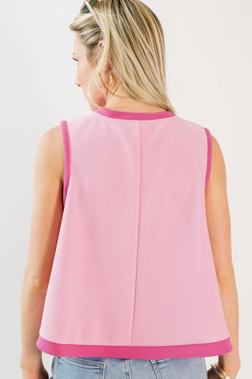Contrast Trim Swing Tank, Pink