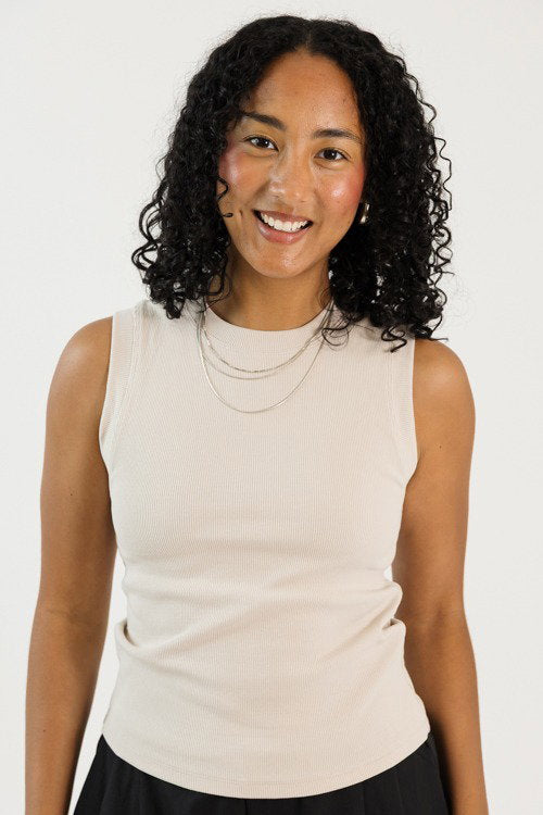 Rib Knit Tank, Soy Latte
