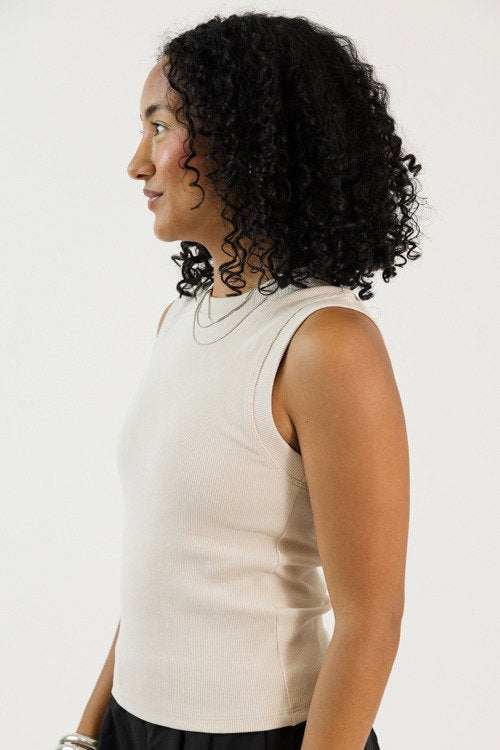 Rib Knit Tank, Soy Latte