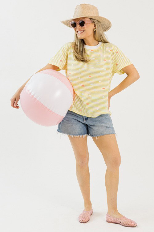Beach Day Embroidered Tee, Yellow