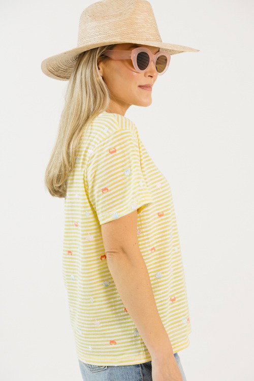 Beach Day Embroidered Tee, Yellow
