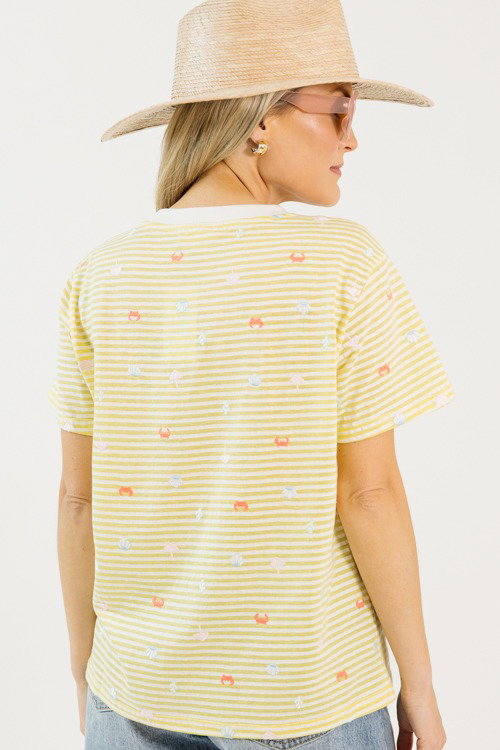 Beach Day Embroidered Tee, Yellow