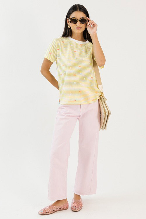 Beach Day Embroidered Tee, Yellow