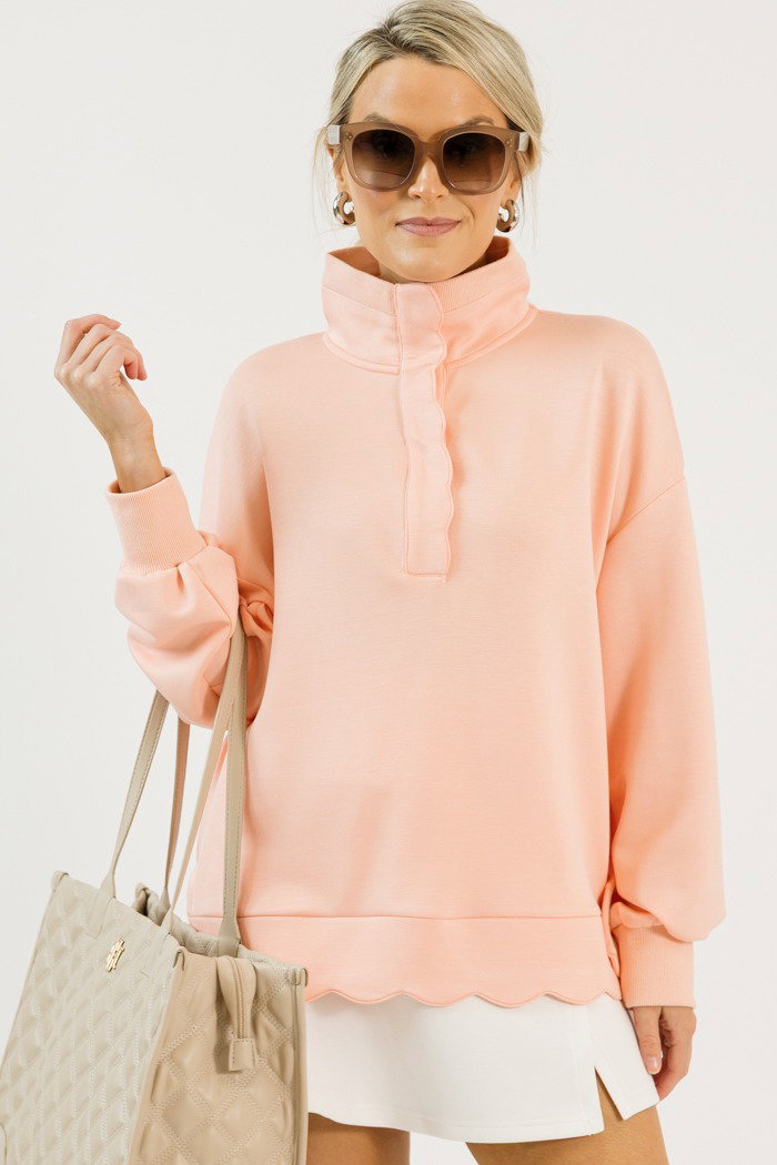 Soft Scallops Pullover, Peach