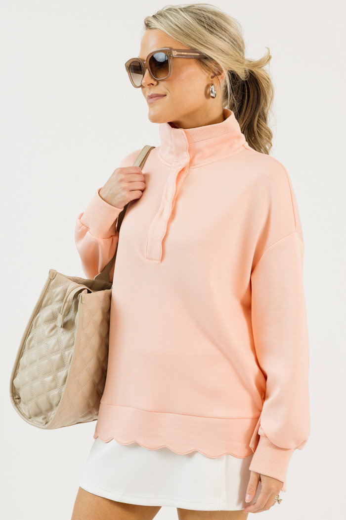 Soft Scallops Pullover, Peach