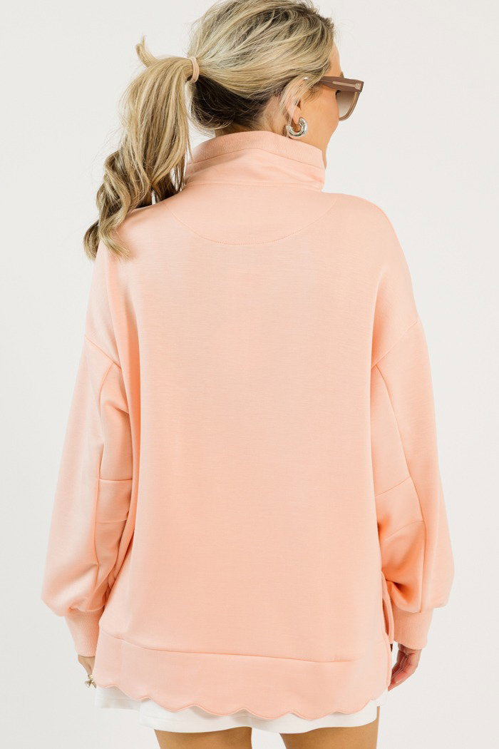 Soft Scallops Pullover, Peach