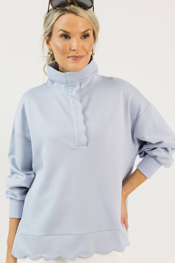 Soft Scallops Pullover, Ice Blue