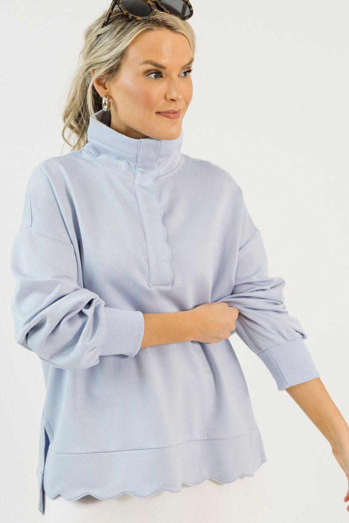 Soft Scallops Pullover, Ice Blue