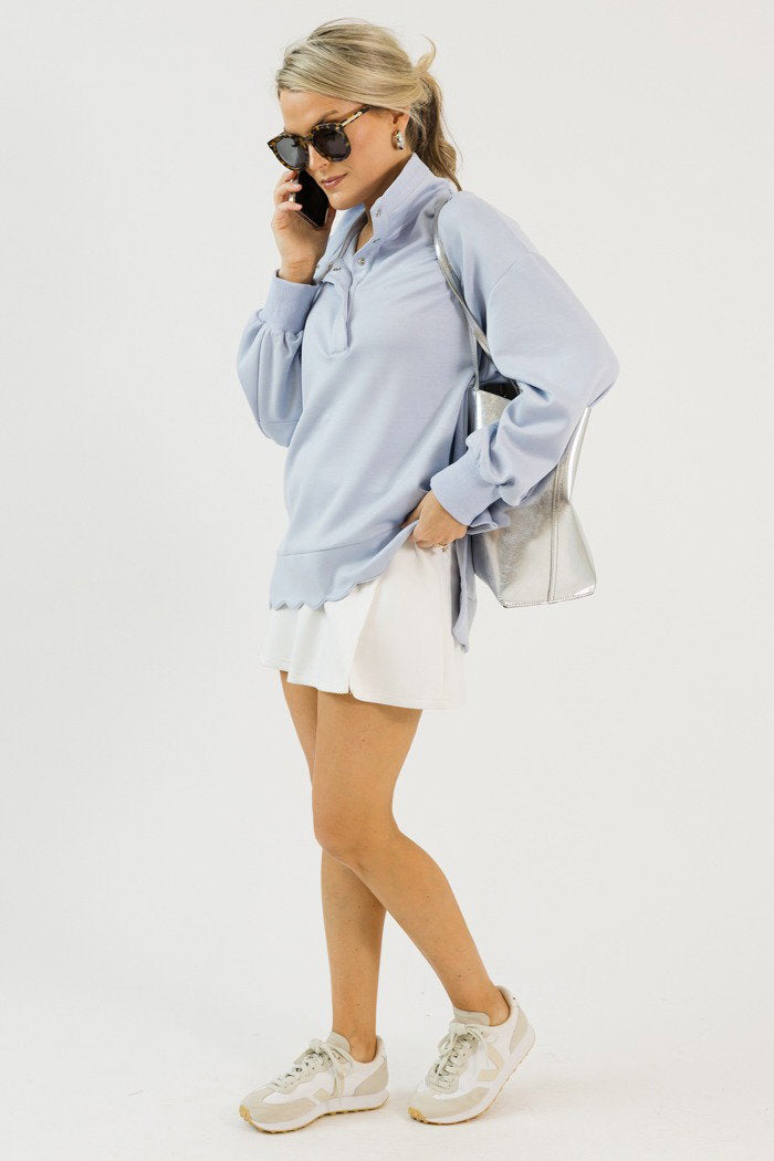 Soft Scallops Pullover, Ice Blue