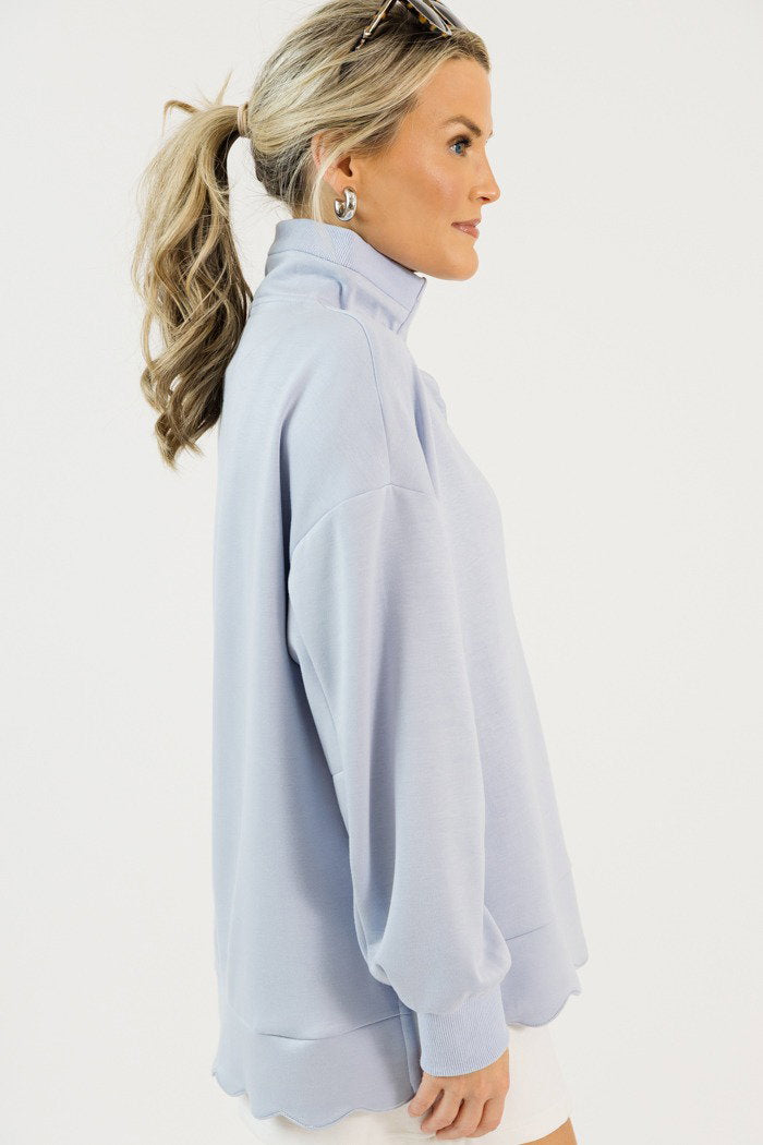 Soft Scallops Pullover, Ice Blue