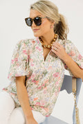Floral Mesh Overlay Blouse