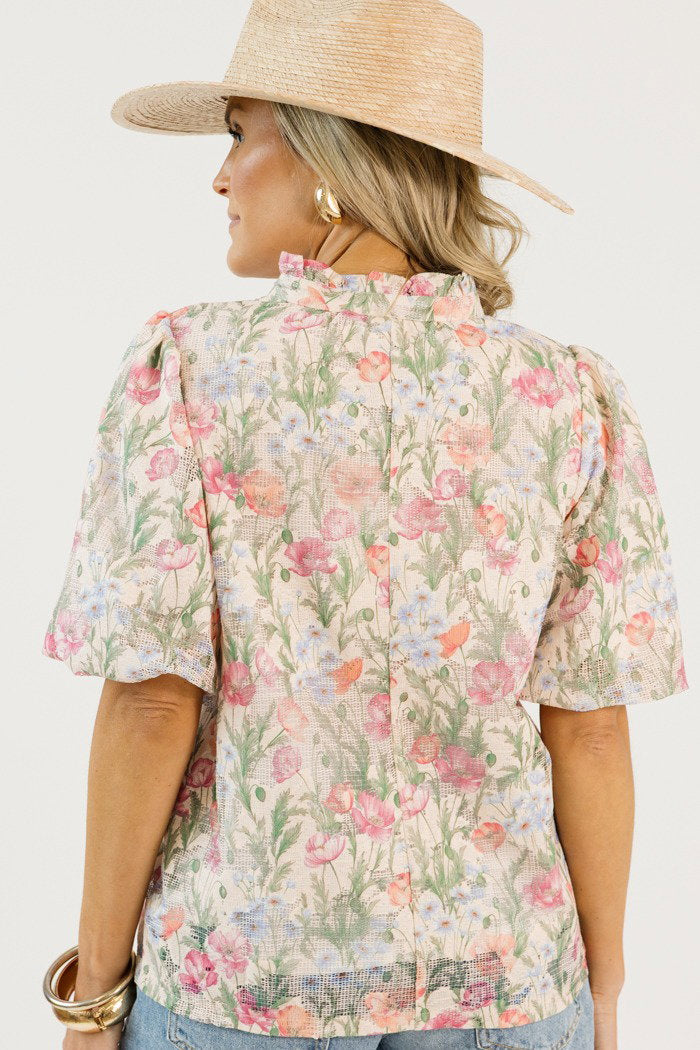 Floral Mesh Overlay Blouse