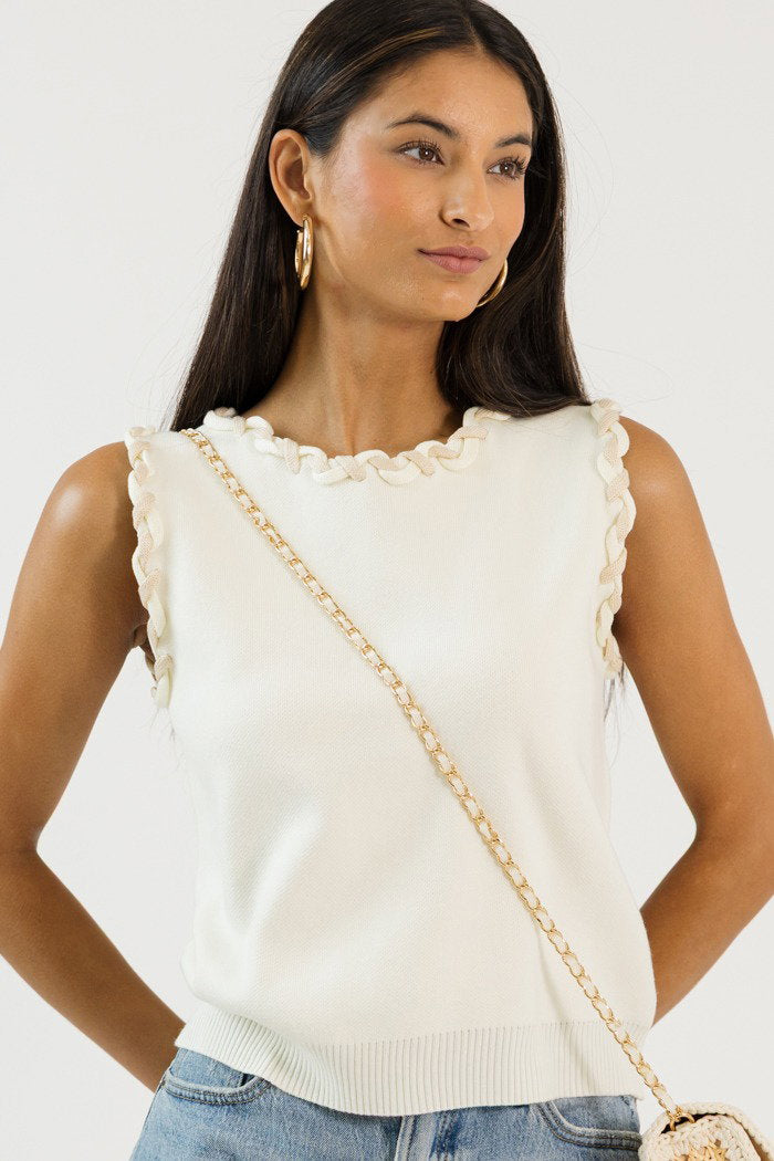 Braided Trim Top, Ivory
