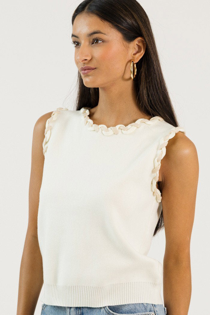 Braided Trim Top, Ivory