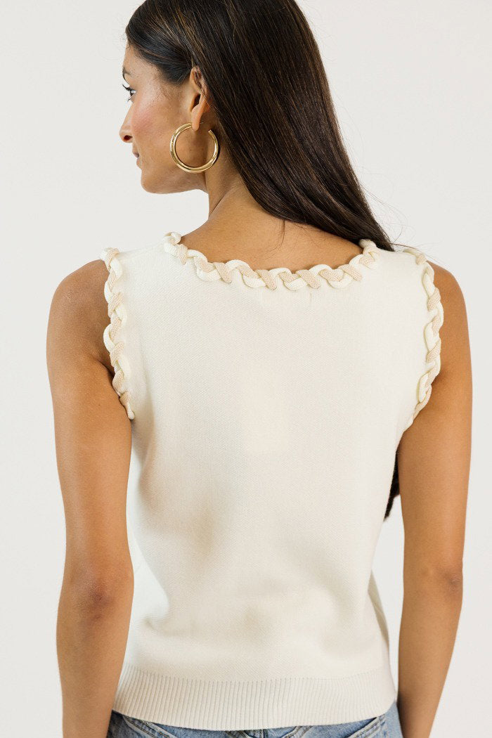 Braided Trim Top, Ivory