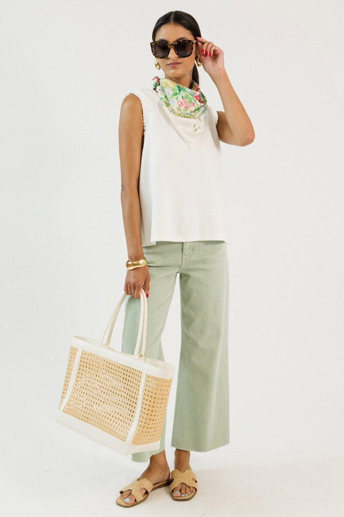 Creamy Knit Ruffle Tank, Off White