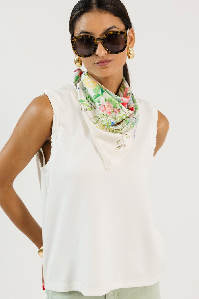 Creamy Knit Ruffle Tank, Off White