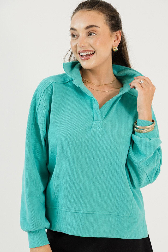 Genie Collared Pullover, Mint