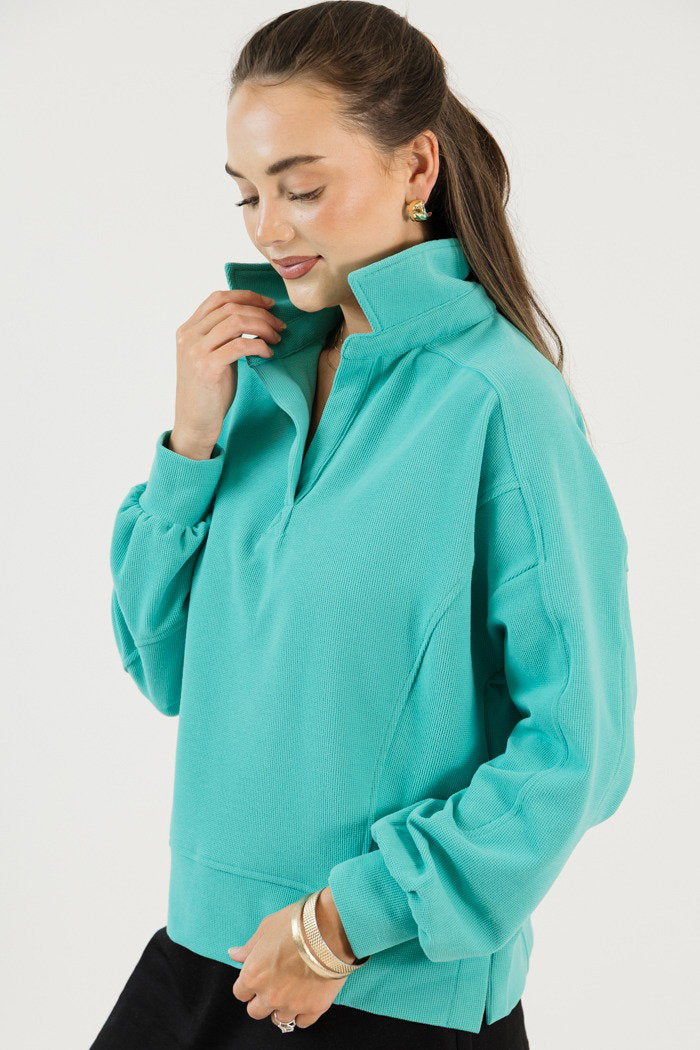 Genie Collared Pullover, Mint