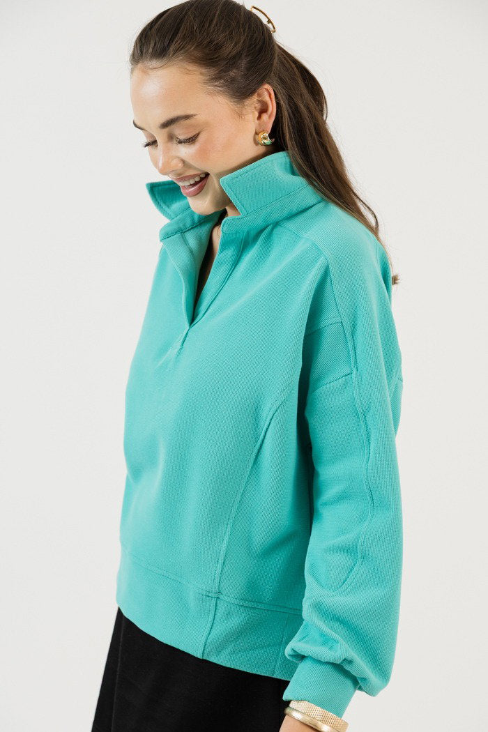 Genie Collared Pullover, Mint
