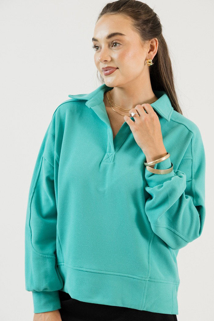 Genie Collared Pullover, Mint
