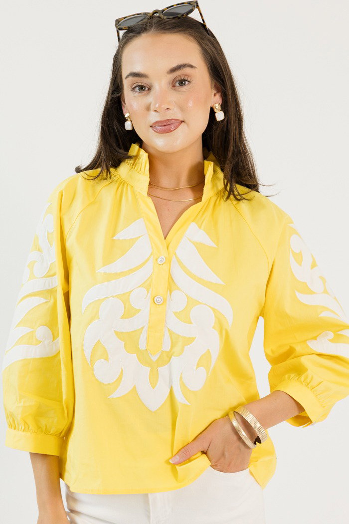 Applique Blouse, Yellow