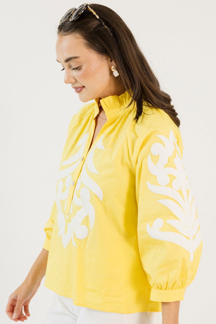Applique Blouse, Yellow